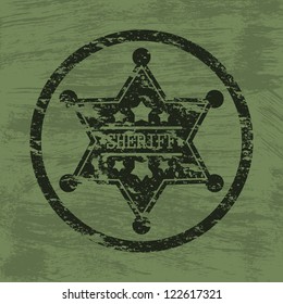 Grunge background with sheriff badge