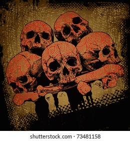 grunge background with a skulls. vector illustration.