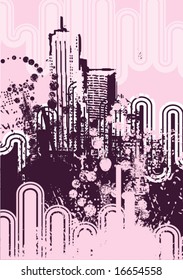 Grunge background with a skyscraper silhouette, vector illustration series.