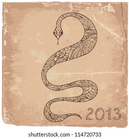 Grunge background with a snake symbol 2013
