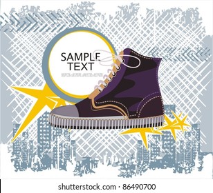Grunge background with sneaker