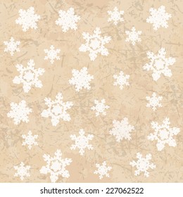 grunge background with snowflakes on old paper