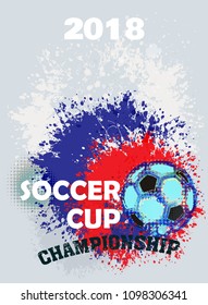  Grunge background with soccer cup 2018 / Soccer cup 2018 ( Poster, Banner, backdrops design )