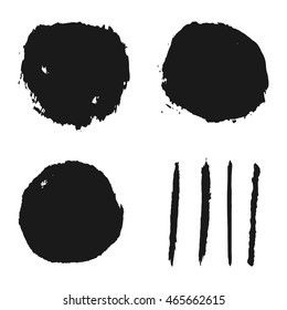 Grunge background stains and smears a rough brush. Seven isolated abstract elements for design.