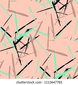 Grunge Background with Stripes. Abstract Scratched Texture with Dry Brush Strokes. Scribbled Grunge Motif for Cloth, Cotton, Curtains. Rustic Vector Background