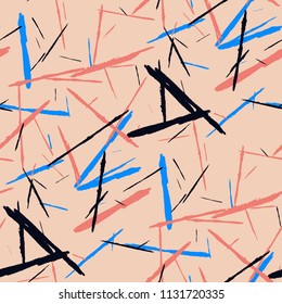 Grunge Background with Stripes. Abstract Scratched Texture with Dry Brush Strokes. Scribbled Grunge Pattern for Tablecloth, Wallpaper, Linen. Trendy Vector Background with Stripes