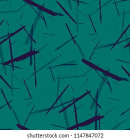 Grunge Background with Stripes. Abstract Scratched Texture with Dry Brush Strokes. Scribbled Grunge Motif for Chintz, Calico, Swimwear. Rustic Vector Background