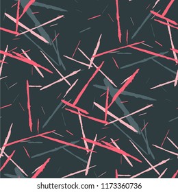 Grunge Background with Stripes. Abstract Scratched Texture with Dry Brush Strokes. Scribbled Grunge Motif for Tablecloth, Wallpaper, Dress. Rustic Vector Background