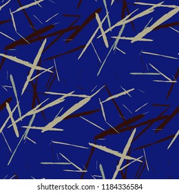 Grunge Background with Stripes. Abstract Scratched Texture with Brush Strokes. Scribbled Grunge Pattern for Chintz, Calico, Swimwear. Rustic Vector Background
