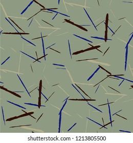 Grunge Background with Stripes. Abstract Scratched Texture with Brush Strokes. Scribbled Grunge Motif for Chintz, Calico, Swimwear. Rustic Vector Background