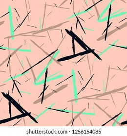 Grunge Background with Stripes. Abstract Scratched Texture with Dry Brush Strokes. Scribbled Grunge Pattern for Tablecloth, Wallpaper, Dress. Trendy Vector Background