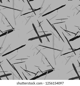 Grunge Background with Stripes. Abstract Scratched Texture with Brush Strokes. Scribbled Grunge Motif for Tablecloth, Wallpaper, Dress. Trendy Vector Background