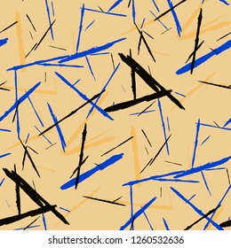 Grunge Background with Stripes. Abstract Scratched Texture with Brush Strokes. Scribbled Grunge Pattern for Print, Cotton, Curtains. Retro Vector Background with Stripes