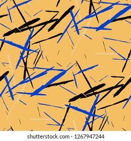 Grunge Background with Stripes. Abstract Scratched Texture with Dry Brush Strokes. Scribbled Grunge Pattern for Cloth, Shirt, Curtains. Rustic Vector Background with Stripes
