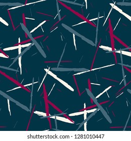 Grunge Background with Stripes. Abstract Scratched Texture with Brush Strokes. Scribbled Grunge Pattern for Chintz, Calico, Linen. Trendy Vector Background