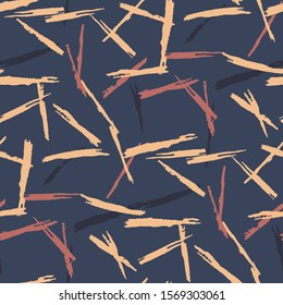 Grunge Background with Stripes. Abstract Texture with Horizontal Dry Brush Strokes Scribbled Grunge Pattern for Dress, Paper, Tablecloth. Rustic Vector Background