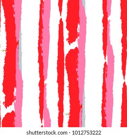 Grunge Background with Stripes. Painted Lines. Texture with Vertical Brush Strokes. Scribbled Grunge Motif for Sportswear, Fabric, Cloth. Rustic Vector Background with Stripes