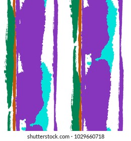 Grunge Background with Stripes. Painted Lines. Texture with Vertical Dry Brush Strokes. Scribbled Grunge Pattern for Linen, Fabric, Textile. Trendy Vector Background