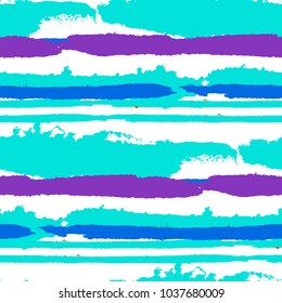 Grunge Background with Stripes. Painted Lines. Texture with Horizontal Brush Strokes. Scribbled Grunge Pattern for Cloth, Swimwear, Textile. Trendy Vector Background