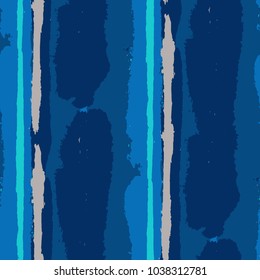 Grunge Background with Stripes. Painted Lines. Texture with Vertical Brush Strokes. Scribbled Grunge Motif for Cloth, Swimwear, Textile. Rustic Vector Background with Stripes