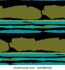Grunge Background with Stripes. Painted Lines. Texture with Horizontal Brush Strokes. Scribbled Grunge Motif for Cloth, Fabric, Textile. Trendy Vector Background