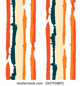 Grunge Background with Stripes. Painted Lines. Texture with Vertical Dry Brush Strokes. Scribbled Grunge Motif for Cloth, Fabric, Textile. Rustic Vector Background with Stripes
