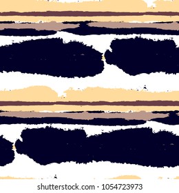 Grunge Background with Stripes. Painted Lines. Texture with Horizontal Brush Strokes. Scribbled Grunge Pattern for Sportswear, Paper, Cloth. Rustic Vector Background