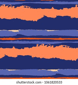 Grunge Background with Stripes. Painted Lines. Texture with Horizontal Brush Strokes. Scribbled Grunge Motif for Sportswear, Fabric, Cloth. Trendy Vector Background