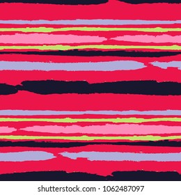 Grunge Background with Stripes. Painted Lines. Texture with Horizontal Dry Brush Strokes. Scribbled Grunge Motif for Sportswear, Fabric, Cloth. Retro Vector Background with Stripes