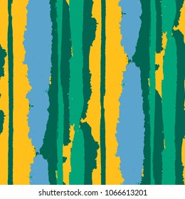 Grunge Background with Stripes. Painted Lines. Texture with Vertical Dry Brush Strokes. Scribbled Grunge Motif for Cloth, Swimwear, Textile. Retro Vector Background with Stripes