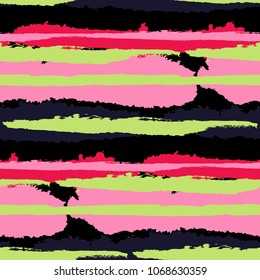 Grunge Background with Stripes. Painted Lines. Texture with Horizontal Dry Brush Strokes. Scribbled Grunge Pattern for Cloth, Swimwear, Textile. Trendy Vector Background