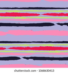Grunge Background with Stripes. Painted Lines. Texture with Horizontal Dry Brush Strokes. Scribbled Grunge Motif for Linen, Fabric, Wallpaper. Rustic Vector Background