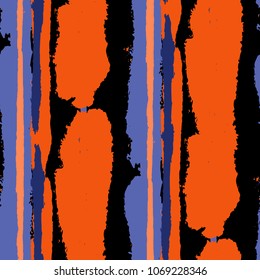 Grunge Background with Stripes. Painted Lines. Texture with Vertical Dry Brush Strokes. Scribbled Grunge Motif for Sportswear, Paper, Cloth. Rustic Vector Background with Stripes