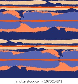 Grunge Background with Stripes. Painted Lines. Texture with Horizontal Dry Brush Strokes. Scribbled Grunge Motif for Sportswear, Fabric, Wallpaper. Rustic Vector Background with Stripes