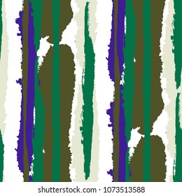Grunge Background with Stripes. Painted Lines. Texture with Vertical Dry Brush Strokes. Scribbled Grunge Motif for Cloth, Swimwear, Textile. Rustic Vector Background with Stripes