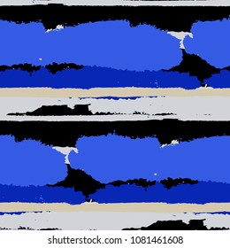 Grunge Background with Stripes. Painted Lines. Texture with Horizontal Dry Brush Strokes. Scribbled Grunge Motif for Cloth, Swimwear, Textile. Retro Vector Background with Stripes