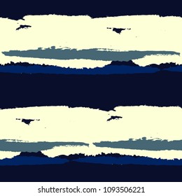 Grunge Background with Stripes. Painted Lines. Texture with Horizontal Brush Strokes. Scribbled Grunge Motif for Linen, Fabric, Textile. Rustic Vector Background