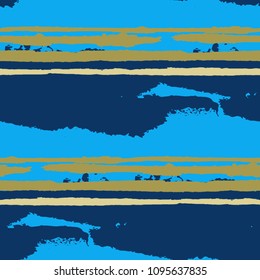 Grunge Background with Stripes. Painted Lines. Texture with Horizontal Dry Brush Strokes. Scribbled Grunge Motif for Cloth, Swimwear, Textile. Rustic Vector Background with Stripes
