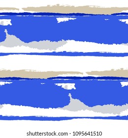 Grunge Background with Stripes. Painted Lines. Texture with Horizontal Brush Strokes. Scribbled Grunge Pattern for Linen, Fabric, Textile. Rustic Vector Background with Stripes