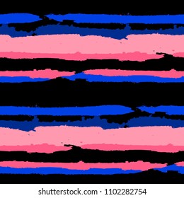 Grunge Background with Stripes. Painted Lines. Texture with Horizontal Dry Brush Strokes. Scribbled Grunge Pattern for Linen, Fabric, Textile. Trendy Vector Background