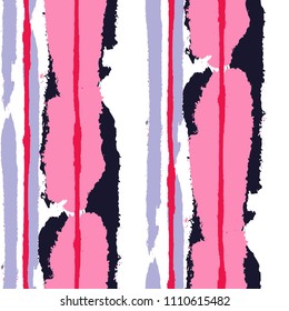 Grunge Background with Stripes. Painted Lines. Texture with Vertical Brush Strokes. Scribbled Grunge Rapport for Cloth, Fabric, Textile. Rustic Vector Background with Stripes