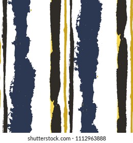 Grunge Background with Stripes. Painted Lines. Texture with Vertical Dry Brush Strokes. Scribbled Grunge Motif for Cloth, Swimwear, Textile. Rustic Vector Background
