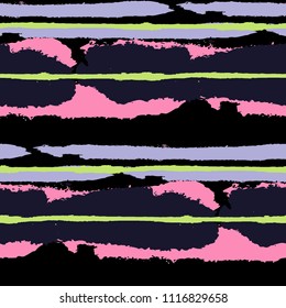 Grunge Background with Stripes. Painted Lines. Texture with Horizontal Brush Strokes. Scribbled Grunge Motif for Cloth, Swimwear, Textile. Rustic Vector Background