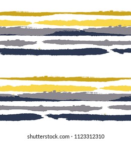 Grunge Background with Stripes. Painted Lines. Texture with Horizontal Brush Strokes. Scribbled Grunge Rapport for Linen, Fabric, Wallpaper. Trendy Vector Background with Stripes