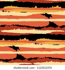 Grunge Background with Stripes. Painted Lines. Texture with Horizontal Brush Strokes. Scribbled Grunge Motif for Linen, Fabric, Textile. Retro Vector Background
