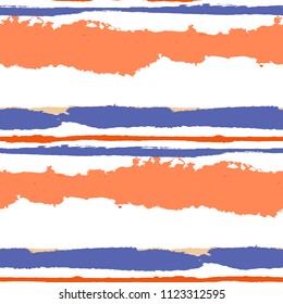 Grunge Background with Stripes. Painted Lines. Texture with Horizontal Dry Brush Strokes. Scribbled Grunge Rapport for Sportswear, Paper, Cloth. Rustic Vector Background
