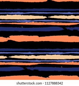 Grunge Background with Stripes. Painted Lines. Texture with Horizontal Dry Brush Strokes. Scribbled Grunge Rapport for Sportswear, Fabric, Cloth. Rustic Vector Background