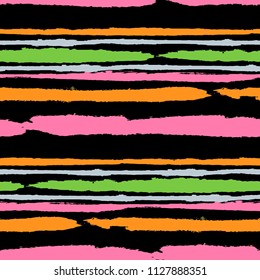 Grunge Background with Stripes. Painted Lines. Texture with Horizontal Dry Brush Strokes. Scribbled Grunge Motif for Linen, Fabric, Wallpaper. Retro Vector Background