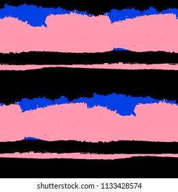 Grunge Background with Stripes. Painted Lines. Texture with Horizontal Brush Strokes. Scribbled Grunge Motif for Cloth, Fabric, Textile. Rustic Vector Background