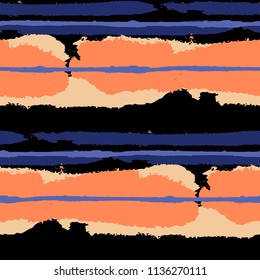 Grunge Background with Stripes. Painted Lines. Texture with Horizontal Dry Brush Strokes. Scribbled Grunge Rapport for Sportswear, Fabric, Cloth. Trendy Vector Background with Stripes